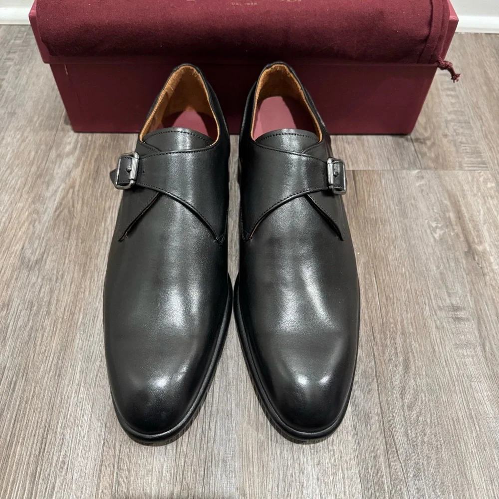 Bruno Magli Solero Classic Monk Strap Black Leather Dress Shoes